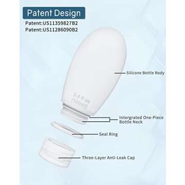 Silicone Travel Bottles for Toiletries TSA Approved Travel Size Containers Set 4 Pack Portable Leak ...