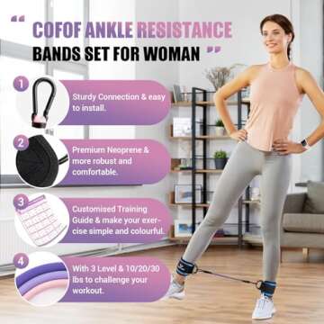 Ankle Resistance Bands with Cuffs - Perfect for Glute and Leg Training