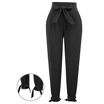 LIUMILAC Black Work Pants for Womens Joggers All Occasions Elastic Waist Pants with Tie M
