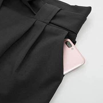 LIUMILAC Black Work Pants for Womens Joggers All Occasions Elastic Waist Pants with Tie M