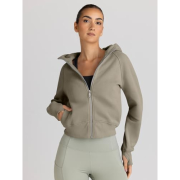 Trendy Queen Womens Zip Up Hoodies Jackets Cropped Sweatshirts Fleece Fall Outfits Casual Comfy Y2k Tops Winter Clothes 2025 Coffee M