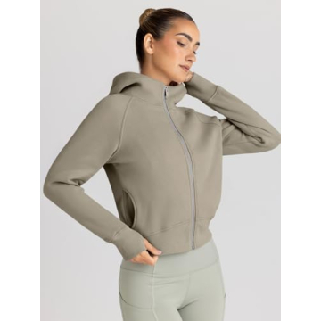 Trendy Queen Womens Zip Up Hoodies Jackets Cropped Sweatshirts Fleece Fall Outfits Casual Comfy Y2k Tops Winter Clothes 2025 Coffee M