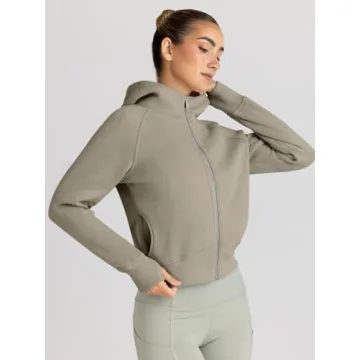 Trendy Queen Womens Zip Up Hoodies Jackets Cropped Sweatshirts Fleece Fall Outfits Casual Comfy Y2k Tops Winter Clothes 2025 Coffee M