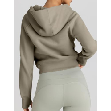 Trendy Queen Womens Zip Up Hoodies Jackets Cropped Sweatshirts Fleece Fall Outfits Casual Comfy Y2k Tops Winter Clothes 2025 Coffee M