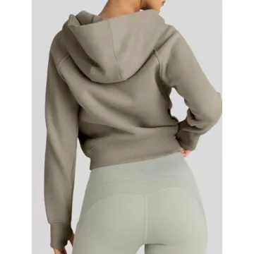 Trendy Queen Womens Zip Up Hoodies Jackets Cropped Sweatshirts Fleece Fall Outfits Casual Comfy Y2k Tops Winter Clothes 2025 Coffee M