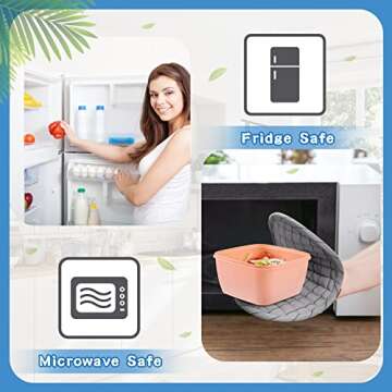 Tessco 6 Pcs Salad Container for Lunch 50 oz Salad Lunch Container with 3 Compartment Reusable Salad Bento Box for Adult with Dressing Container Stackable Lunch Container for Meal Snack Fruit