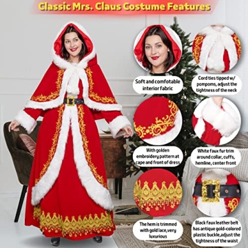 Captivating Mrs Claus Costume Outfit for Women - 3PCS Set