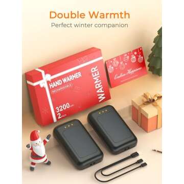 Electric Hand Warmers Rechargeable 2 Pack, 6400mAh Rechargeable Hand Warmer, 16 Hrs Portable Hand Warmer for Outdoor Camping Hunting Golf Accessories, Gifts for Women Men - Grey