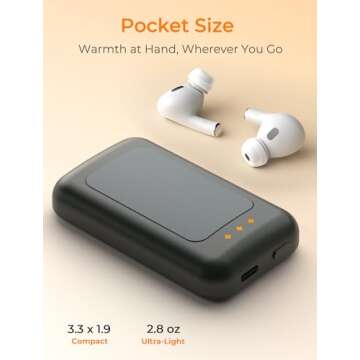 Electric Hand Warmers Rechargeable 2 Pack, 6400mAh Rechargeable Hand Warmer, 16 Hrs Portable Hand Warmer for Outdoor Camping Hunting Golf Accessories, Gifts for Women Men - Grey