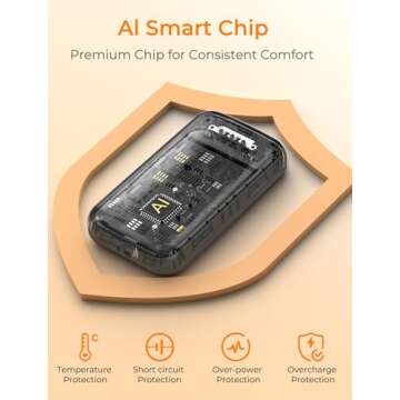 Electric Hand Warmers Rechargeable 2 Pack, 6400mAh Rechargeable Hand Warmer, 16 Hrs Portable Hand Warmer for Outdoor Camping Hunting Golf Accessories, Gifts for Women Men - Grey