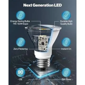 Sunco 10 Pack PAR20 LED Bulbs 50W Equivalent 7W Dimmable, CRI90 2700K Soft White 470 Lumens E26 Medium Base IP65 Waterproof Indoor Outdoor Home Super Bright Wide Area Flood Light - UL