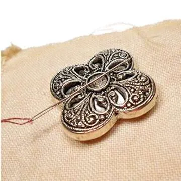 Antique Silver Shamrock Needle Minder Magnet