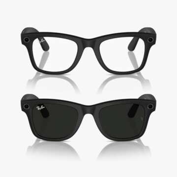 Meta Ray-Ban Smart Glasses, Wayfarer, Matte Black / G15 Green Transitions, Large