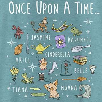 Disney Womens Princess Once Upon A Time Tri-Blend Racerback Layering Tank T-Shirt, Tahiti Blue, Large US