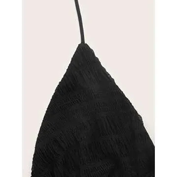 Stylish Verdusa Tie Front Deep V Neck Halter Top