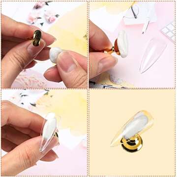 Etercycle Acrylic Nail Display Stand DIY Nail Crystal Holder Magnetic Practice Stands with Reusable Adhesive Putty Clay for False Nail Tip Manicure Tool (2 Sliver)