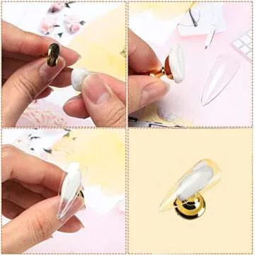 Etercycle Acrylic Nail Display Stand DIY Nail Crystal Holder Magnetic Practice Stands with Reusable Adhesive Putty Clay for False Nail Tip Manicure Tool (2 Sliver)