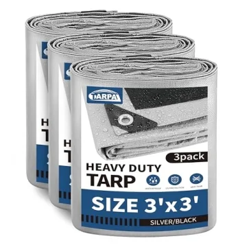 TARPAL 3x3 Silver Tarps (3-Pack) - Heavy Duty, Waterproof, UV Protection