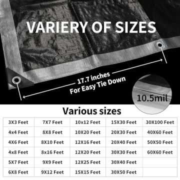 TARPAL Heavy Duty 3x3 Silver Tarps - 3-Pack