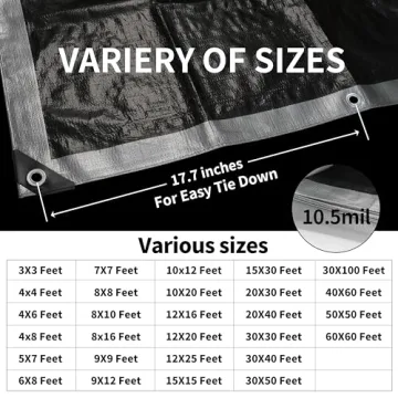 TARPAL Heavy Duty 3x3 Silver Tarps - 3-Pack