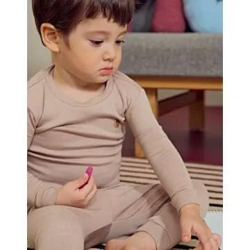 moimoln 6M-8Y Modal Cotton Solid Soft Breathable Baby Toddler Boys Girls Snug fit Pjs Pajamas Set Long Sleepwear Daily