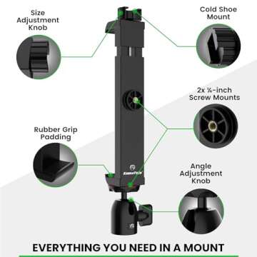 KobraTech TabMount 360 iPad Tripod Mount Holder, Fits iPad Pro 12.9, Air, Mini, Tab and More | Includes Swivel Ball Head and Bluetooth Remote iPad Holder for Tripod