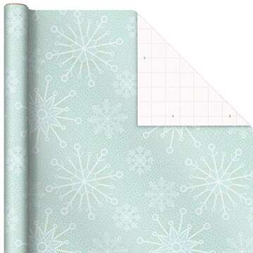 Hallmark Pink Christmas Wrapping Paper with Cut Lines on Reverse (3 Rolls: 120 sq. ft. ttl) Pink, Mint, Gold, Reindeer, Christmas Trees, Snowflakes