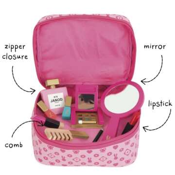 Janod Little Miss Vanity Case - 9 Piece Pretend Play Set - Ages 3+ - J06514