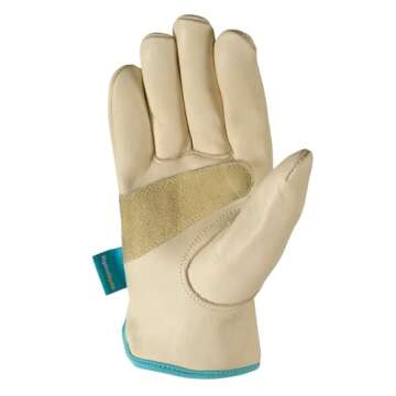 Wells Lamont Women's Water-Resistant Leather Work Gloves | Puncture Resistant, Reinforced, HydraHyde | Large (1167L) , Tan