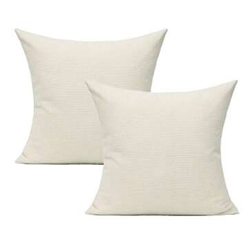 All Smiles Cream Throw Pillow Covers 18x18 Set of 2 Ivory White Decorative Farmhouse Décor Cushion ...