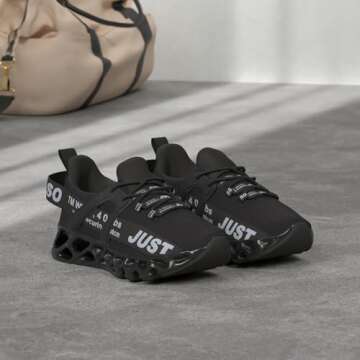 UMYOGO Womens Casual Walking Sneakers Fashion Workout Athletic Shoe for Women Running Sport Aerobics Black Size 7 US