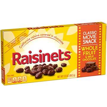 Raisinets, Milk Chocolate Covered California Raisins, Movie Theater Candy Box, 3.1 oz each, Bulk 15 Pack