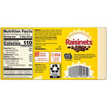 Raisinets, Milk Chocolate Covered California Raisins, Movie Theater Candy Box, 3.1 oz each, Bulk 15 Pack