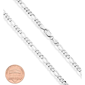 925 Sterling Silver Figaro Link Chain for Men & Women