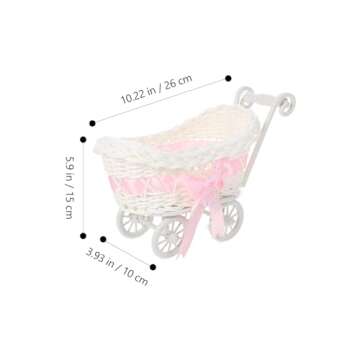 Zerodeko 1PC Baby Stroller for Dolls, Candy Container Basket Desktop, Wedding Woven Flower Basket Decoration, Imitation Toys Doll Stroller