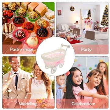 Zerodeko 1PC Baby Stroller for Dolls, Candy Container Basket Desktop, Wedding Woven Flower Basket Decoration, Imitation Toys Doll Stroller