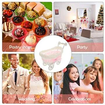 Zerodeko 1PC Baby Stroller for Dolls, Candy Container Basket Desktop, Wedding Woven Flower Basket Decoration, Imitation Toys Doll Stroller