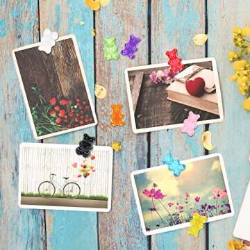 MIKIMIQI 36 Pcs Resin Candy Gummy Bear Push Pins, Resin Bear Push Pin Decorative Cute Thumb Tacks Cork Board Thumbtacks for Bulletin Board Photos Wall Pins Office Supplies