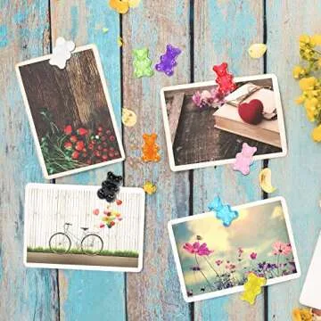 MIKIMIQI 36 Pcs Resin Candy Gummy Bear Push Pins, Resin Bear Push Pin Decorative Cute Thumb Tacks Cork Board Thumbtacks for Bulletin Board Photos Wall Pins Office Supplies