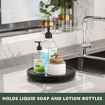 Turntable Vanity Tray 9 Inch for Perfume Candle, Bamboo Kitchen Sink Countertop Organizer for Keep G...