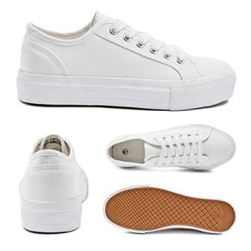 Adokoo Platform Sneakers for Women Low Top Fashion Sneakers (White,US8)