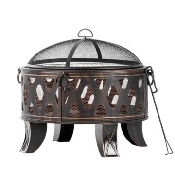 MistMo 26 Inch Fire Pit with Grill for Outdoor Fun