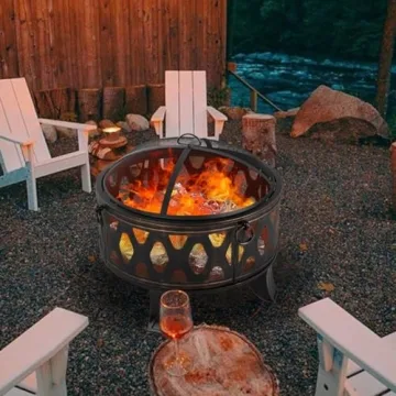 MistMo 26 Inch Fire Pit with Grill for Outdoor Fun