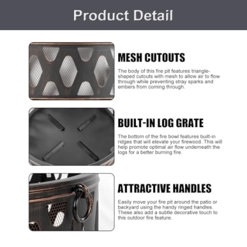 MistMo 26 Inch Fire Pit with Grill for Outdoor Fun