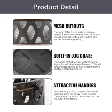 MistMo 26 Inch Fire Pit with Grill for Outdoor Fun