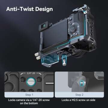 SmallRig Cage Kit for Sony A7C II / A7CR with a Cable Clamp for HDMI, Full Access Vlog Making Camera Video Cage for Sony Alpha 7C II/Alpha 7CR with Hinge Arm, Built-in QR Plate for Arca - 4422