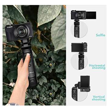 Wireless Shooting Grip and Tripod Camera Remote Control for Canon EOS Rebel SL2, SL3, 77D, R5, R6, T7i, M50, EOS RP, R, PowerShot SX70 HS, G7 X Mark III, G5 X Mark II, M6 Mark II