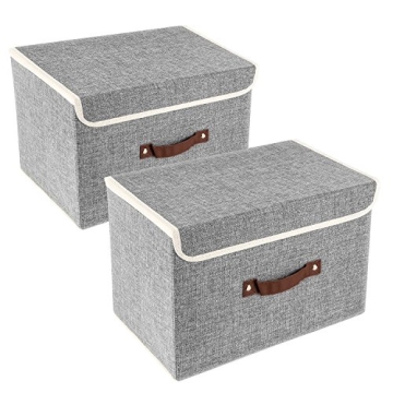 TYEERS Collapsible Storage Boxes - Washable Fabric Storage Bins with Lids, Perfect for Home & Office...