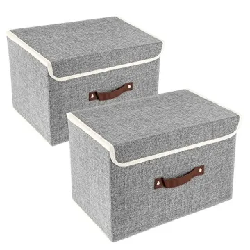 TYEERS Collapsible Storage Boxes - Washable Fabric Storage Bins with Lids, Perfect for Home & Office...