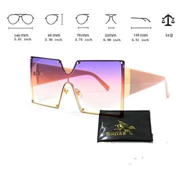 Trendy Mincl Oversized Shield Sunglasses with UV Protection